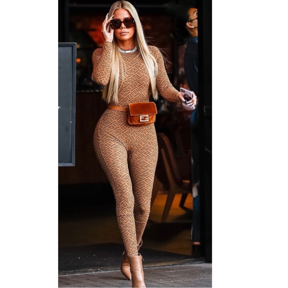FENDI X SKIMS CREW NECK FULL BODYSUIT JUMPSUIT ONESIE CALIFORNIA